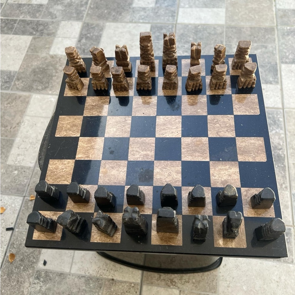 Aztec marble chess game.